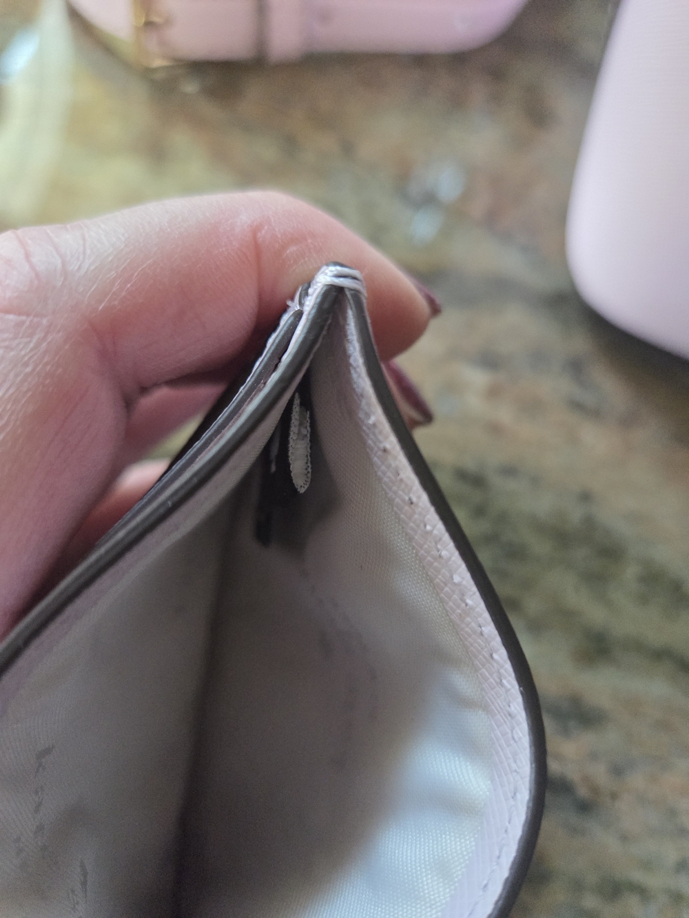 kate spade Light Pink Saffiano Leather Bucket Bag with Pearl Accent Card Holder - Picture 11 of 13